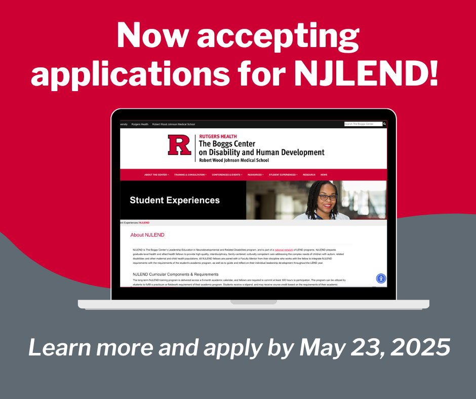 Image of laptop with NJLEND web page. Text reads “Now accepting applications for NJLEND! Learn more and apply by May 23, 2025”