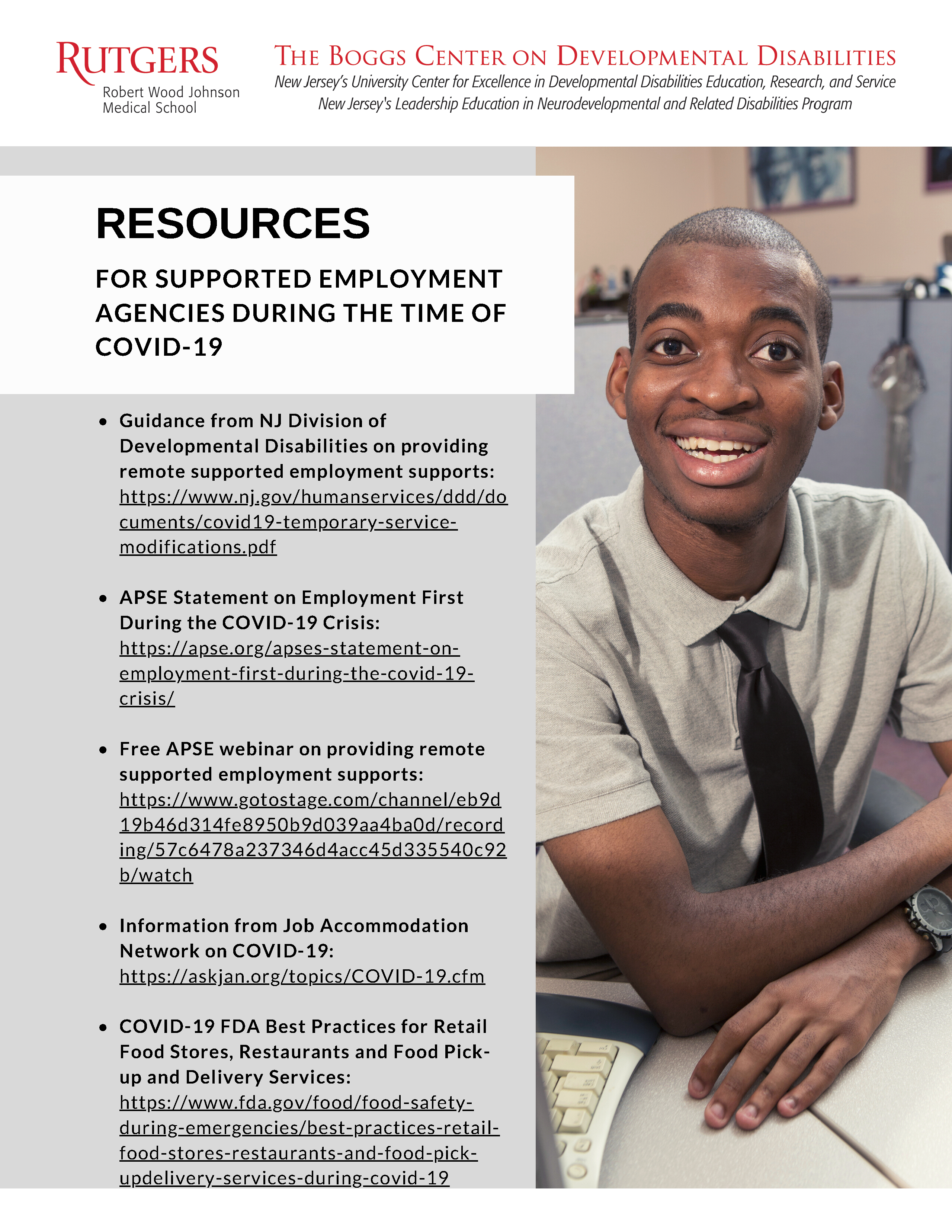 Supported Employment COVID-19 Resources Cover